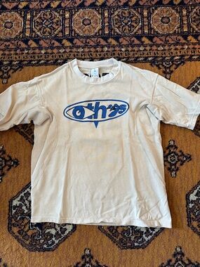 Nike x Off White Cream Short Sleeve Tee with Blue Others Graphic